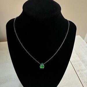 Sabika Silver Chain with Green Pendant Necklace